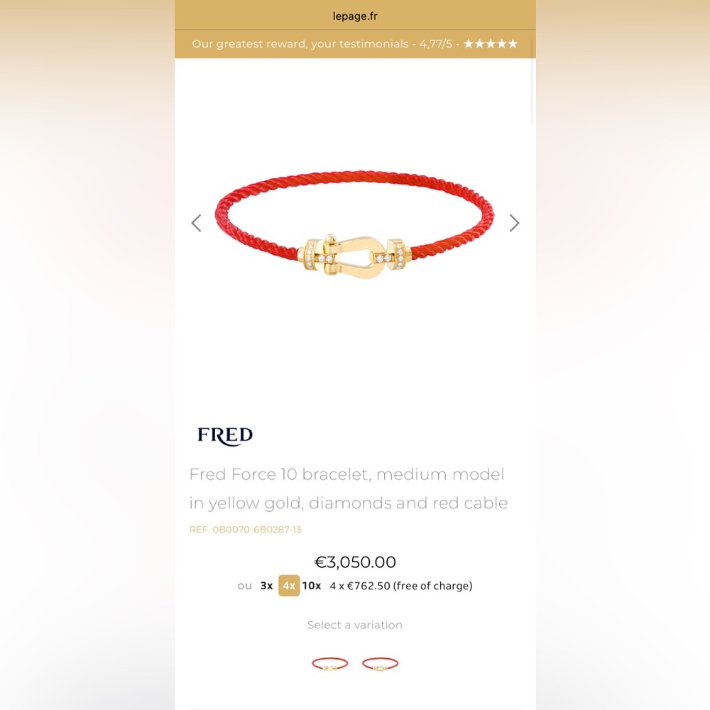 LePage Red and Gold Bracelet with Diamonds